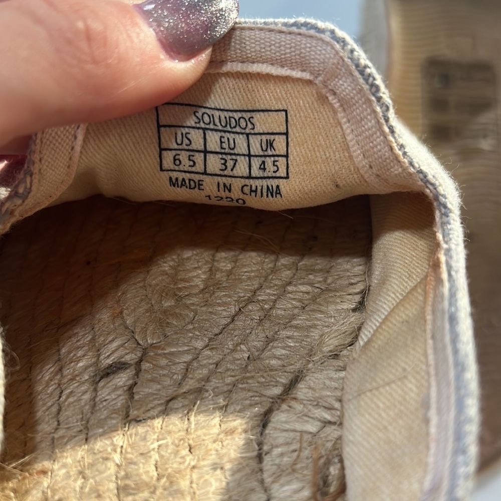 Soludos Rainbow Bright Embroidered Flat Espadrilles Chambray Blue Tan Jute 6.5 - Picture 6 of 6